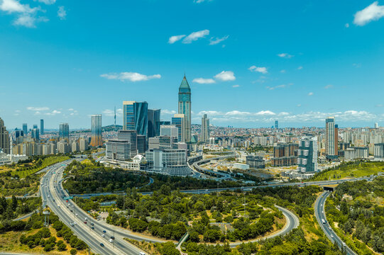 Istanbul Financial Center, Atasehir, high-rise buildings, skyscrapers, main roads