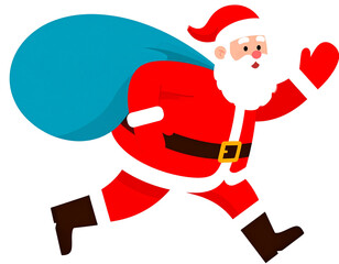 santa claus runs fast to deliver for christmas eve  png