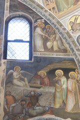 Fresco cycle by Giusto de' Menabuoi in Padua Baptistery, Italy, depicting Paradise with Christ Pantocrator and biblical scenes.