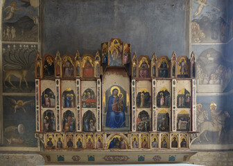 Polyptych by Giusto de Menabuoi on the altar of Padua Baptistery, Italy, 14th-century fresco cycle...