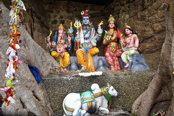 Statue of Lord Shiva, Parvati, Skandha Kumar, and Ganesha at the Koneswaram Temple (Thirukoneswaram...