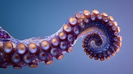 Intricate Macro Photography of an Octopus Tentacle Revealing Vivid Marine Textures Against a Clean Background