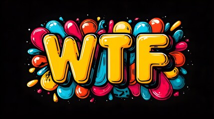 Sophisticated Minimalist Expression Bubble Featuring "WTF" in Contemporary Pop Art Style with Urban Energy and Bold Colors