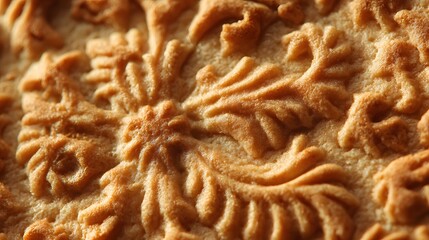 Vivid Extreme Close-Up of Whole Wheat Cracker Emphasizing Intricate Texture and Crispy Pattern with Natural Soft Light Effects on Edible Surface