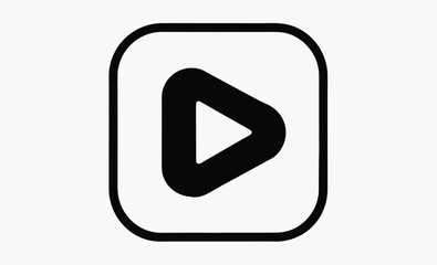 Play button icon, media playback symbol, video control element, Play video or play media flat icon for apps and websites