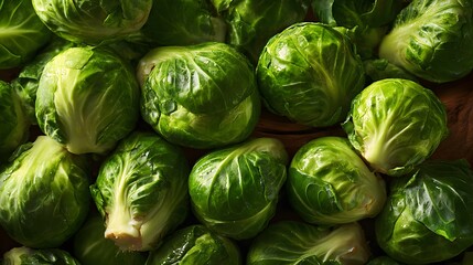Detailed Close-up View of Vibrant Fresh Brussels Sprouts for Gourmet Healthy Cooking and Nutrition Presentation