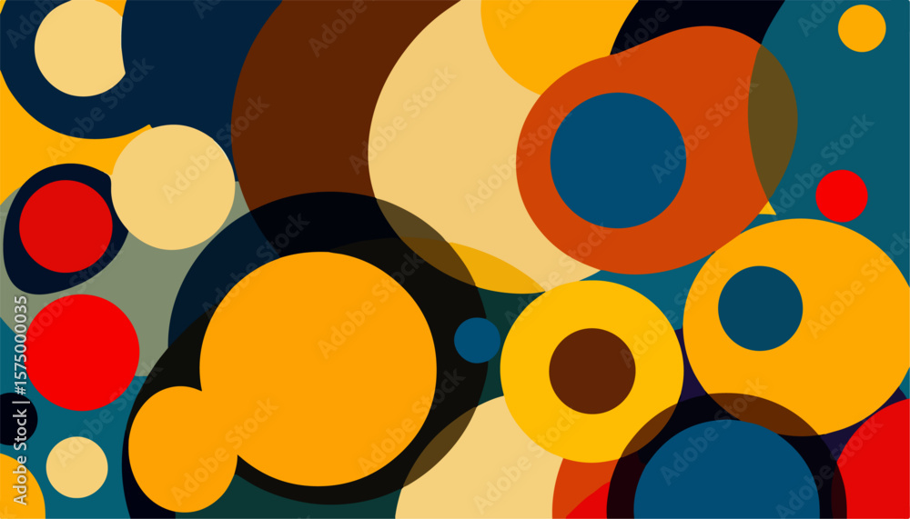 Aufkleber colorful circle abstract design featuring retro style and overlapping shapes in various hues for a v