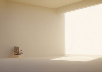 Minimalist office space with single chair