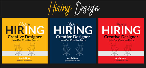 Hiring recruitment open vacancy design vector. We are hiring design vector for vacant sign Job hiring poster, social media, banner, flyer and recruitment poster