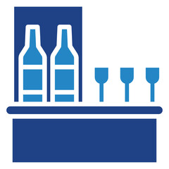 Bar Shelf dual tone blue color icon, mini illustration for relaxation, party, pubs and bars UI, UX kit, app and web development, digital or print.