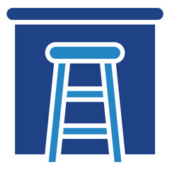 Stool dual tone blue color icon, mini illustration for relaxation, party, pubs and bars UI, UX kit, app and web development, digital or print.