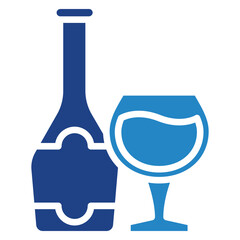Brandy dual tone blue color icon, mini illustration for relaxation, party, pubs and bars UI, UX kit, app and web development, digital or print.