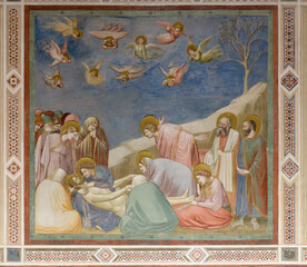 Fresco of 'Compianto sul Cristo morto' (The Lamentation over the Dead Christ) in Scrovegni Chapel,...