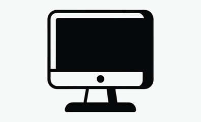 Desktop computer icon, monitor screen symbol, flat tech illustration, Desktop computer icon vector isolated