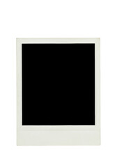 Empty, distressed vintage instant photo frame, iconic Polaroid style, thick lower border, square aperture, aged textures, scratches, faint dirty, isolated on transparent background, no shadows,