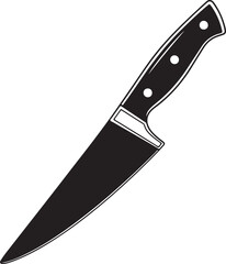 Bold and Sharp Culinary Tool A Detailed Black and White Illustration of a Chef's Knife for Cooking Enthusiasts