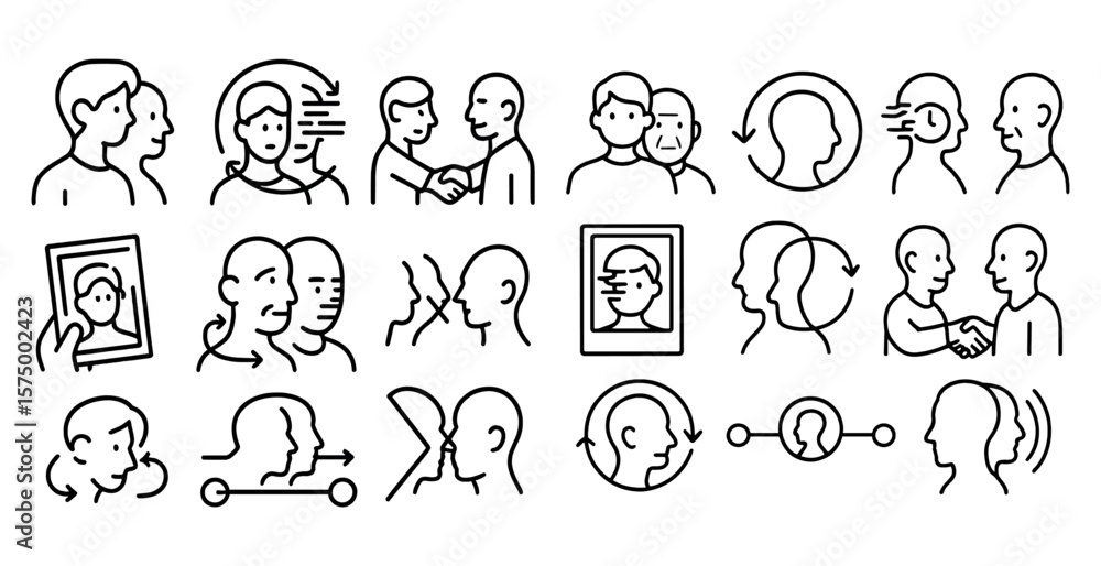 Poster series of faces with one saying 