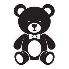 Charming Teddy Bear Illustration A Timeless Symbol of Comfort and Childhood Joy Black and White Design