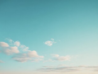 Naklejka premium Minimal pale blue gradient sky with few clouds, clean and cinematic