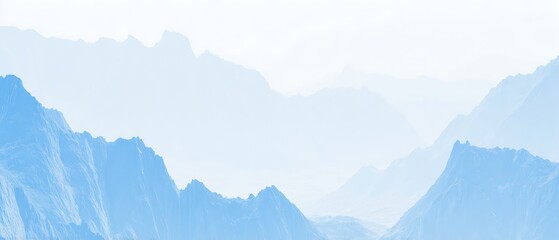 Hazy blue mountain range at dawn