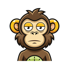 Sleepy Monkey Clocking In Vector Illustration, Tired Monkey Punching Time Card, Cute Animal Workplace Humor Design, Office Cartoon Character, Vector Art for Commercial Use