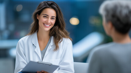 Doctor explains medical results to patient in a cozy consultation