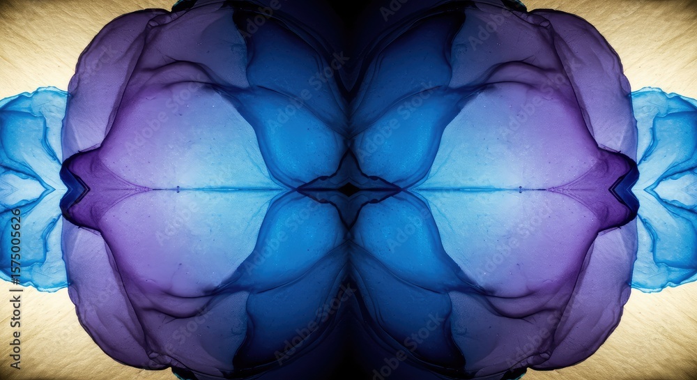 Poster abstract symmetrical pattern of flowing ink