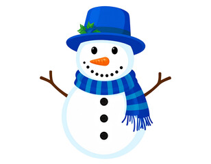 Firefly_Snowman with blue hat and scarf isolated on transparent background, Generative AI