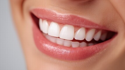 Radiant Smile Highlighting Perfectly Aligned White Teeth and Soft Pink Lips for an Inviting and...