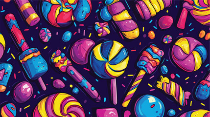 Naklejka premium Colorful 90s Pop Art Illustration of Candy on Stick