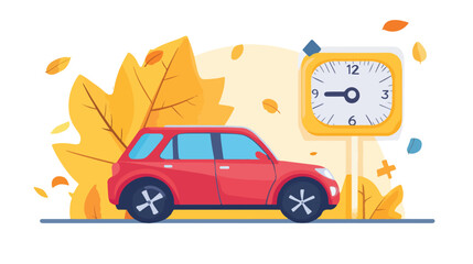 Car Free Day Reminder Date Flat Vector Illustration