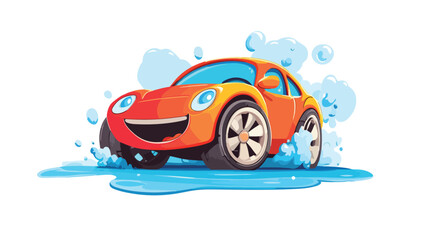 Whimsical Car Wheel Mascot on Vacation Flat Vector Illustration