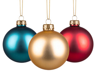  Firefly_Three hanging Christmas balls isolated on transparent background