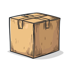 Colorful Cartoon Vector of Hand Holding Cardboard Box, Fun Illustration for Packaging Design