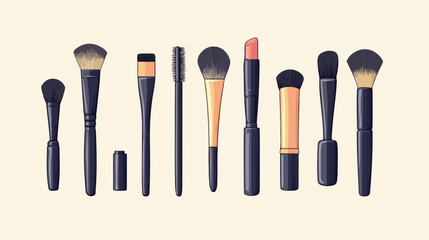 Professional Makeup Brush Hand Drawn Element Vector Illustration