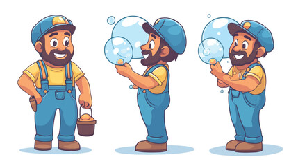 Cheerful Bubble Artist Mascot Cartoon Vector