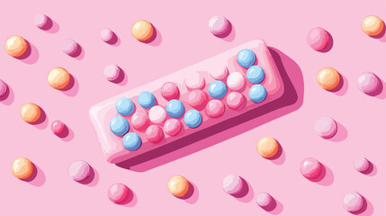 Colorful Bubble Gum Candy Bar Flat Vector Illustration