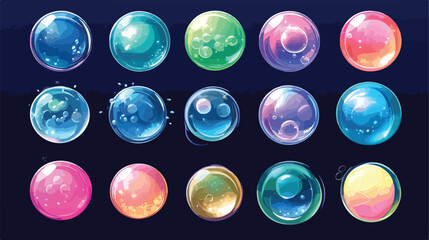 Bright and Playful Bubbles Icons Flat Vector Illustration