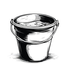 Colorful Bucket of Water Cartoon Vector Illustration
