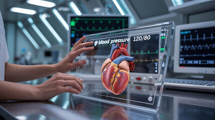 Interactive Medical Display Shows Heart Anatomy and Blood Pressure