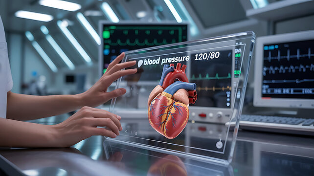Interactive Medical Display Shows Heart Anatomy and Blood Pressure