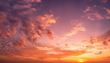 Fototapeta premium pink sunset sky on twilight evening sky with orange sunset clouds nature sky background bright sunrise clouds dusk sky