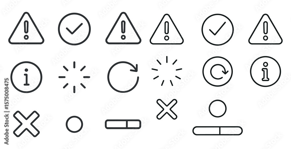 Fototapete Series of icons with a check mark on them. The icons are in a row and are all the same size