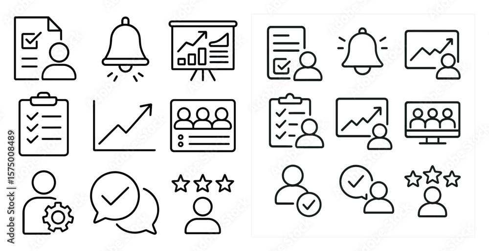 Poster the image is a collection of icons that represent various office tasks and communication. the icons 