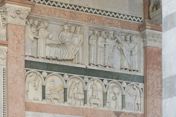 Marble relief of Saint Martin's life and agricultural labors of the months, Cathedral of San...
