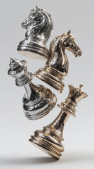 Premium chess pieces with a gravity-defying composition. This fabric image creates the illusion of weightlessness with its floating effect. Each piece is crafted to perfection, with no shadows or refl