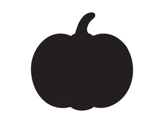 Black silhouette of pumpkin isolated on white background, graphic illustration. concept of halloween, harvest season, thanksgiving, autumn, icon, logo, design element
