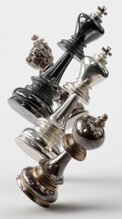 Premium chess pieces with a gravity-defying composition. This fabric image creates the illusion of weightlessness with its floating effect. Each piece is crafted to perfection, with no shadows or refl