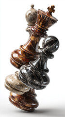 Premium chess pieces with a gravity-defying composition. This fabric image creates the illusion of weightlessness with its floating effect. Each piece is crafted to perfection, with no shadows or refl