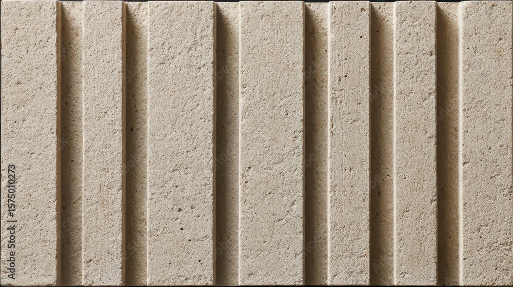 Poster fluted concrete panel surface showing vertical lines created by light and shadow, providing a textur